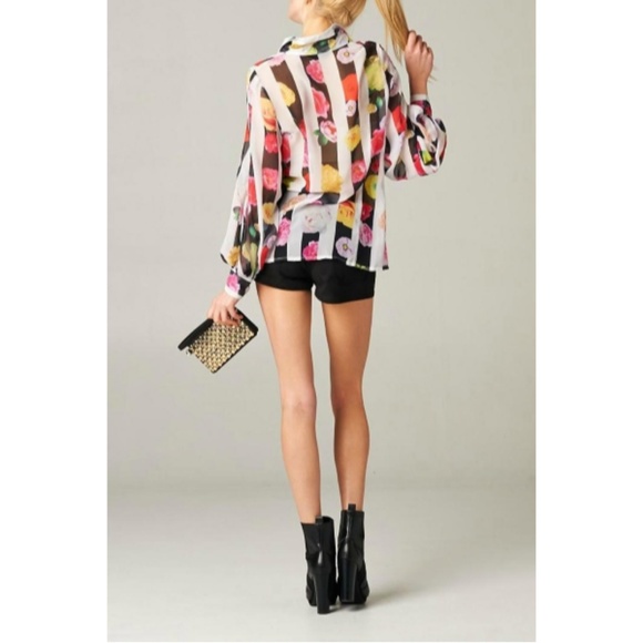 NWT Tov Holy Floral Stripe Sheer Long Sleeve Blouse - Picture 4 of 5